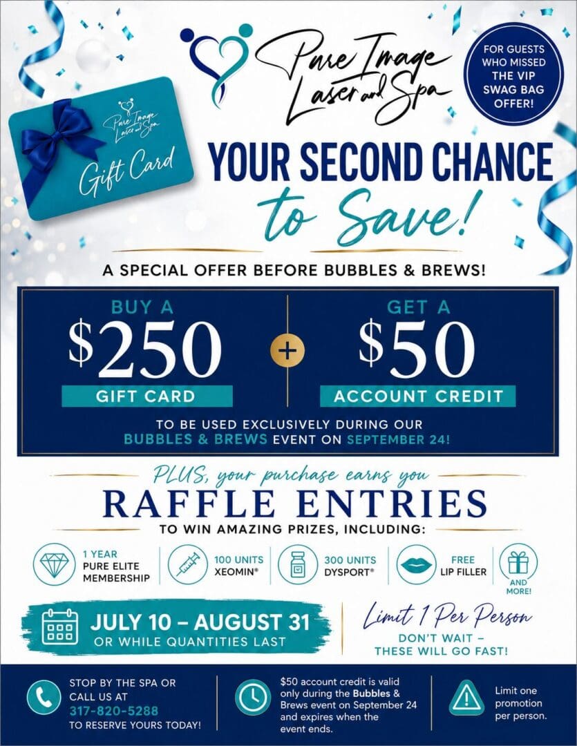 Spa promotional flyer: buy $250 get $50