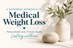 Medical weight loss wellness graphic promoting personalized care at Pure Image Laser & Spa.