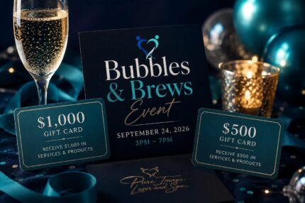 Bubbles & Brews event display with champagne